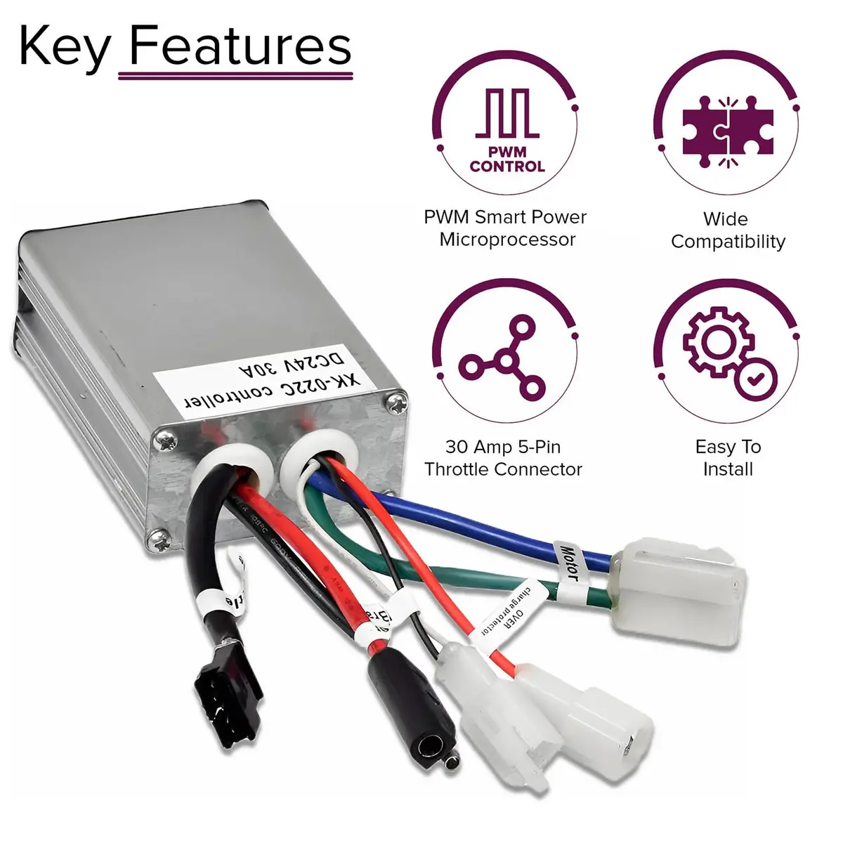 24 Volt 750 Watt Motor, 5-Pin Controller, & Throttle Kit 2