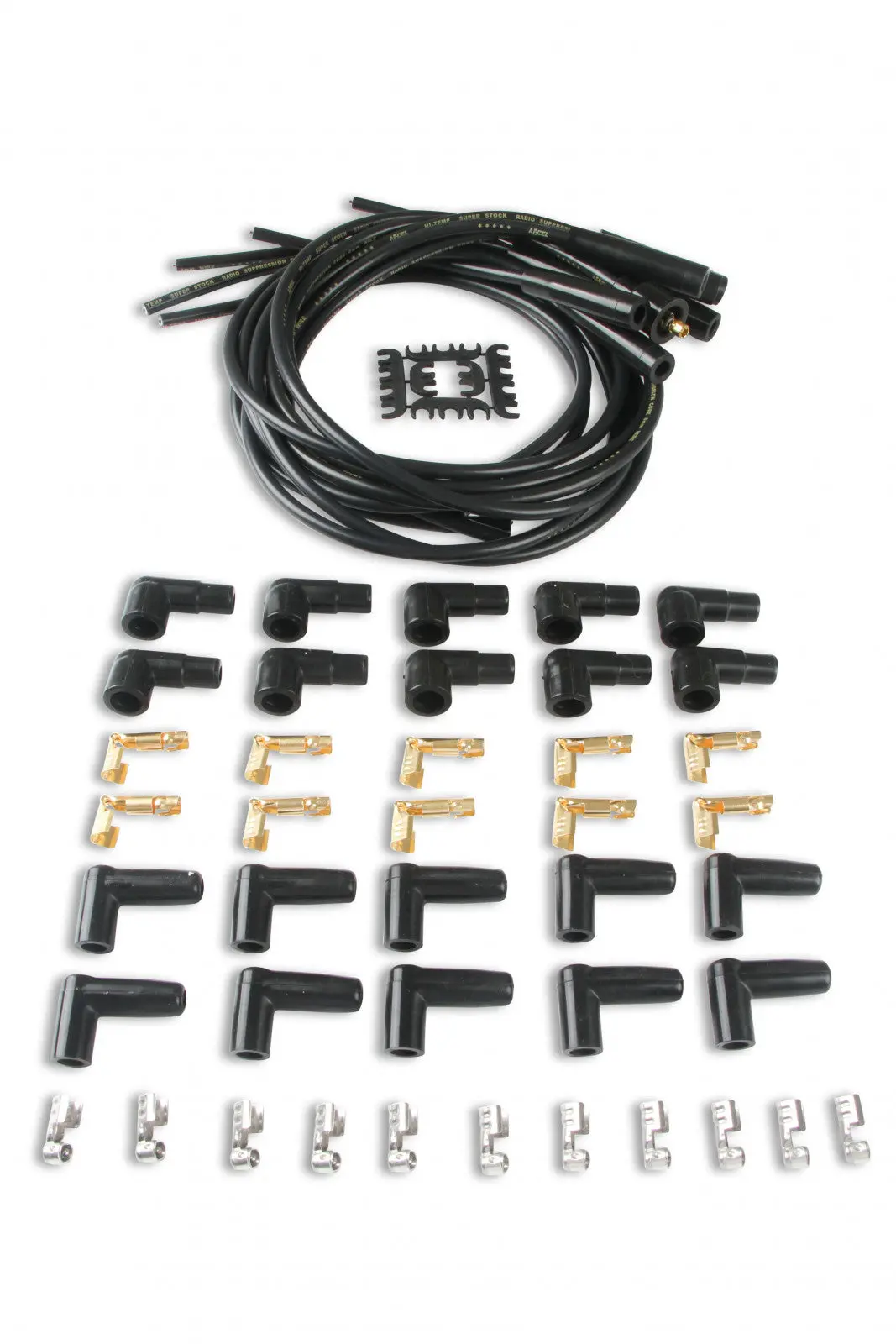 Accel Spark Plug Wire Set- 8Mm - Black Wire With Black Straight Boots 1