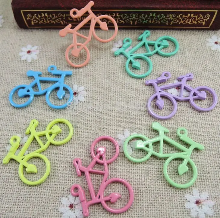 1-1/4" Colored Bicycle Charm Pendant 1