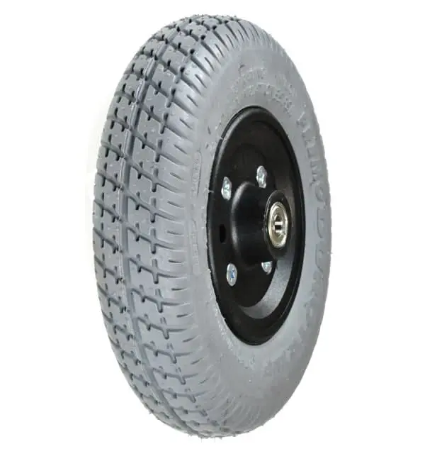 8"X2" (200X50) Gray Flat-Free Front Wheel Assembly With Black Rim For The Pride Dart (Sc51), Pride Dash (Sc41), Pride Revo (Sc63), Pride Sonic (Sc50/Sc52), & Pride Star (Sc45)  Mobility Scooters (Whlasmb1405) 1