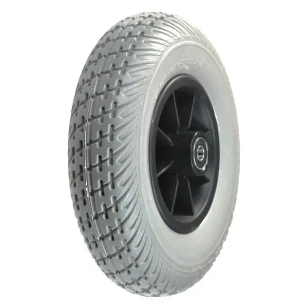 8"X2" (200X50) Gray Flat-Free Front Wheel Assembly With Black Rim For The Go-Go & Pride 3-Wheel Travel Mobility Scooters (Whlasmb1703) 1