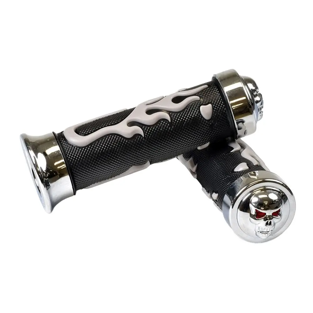 Universal Scooter Handlebar Grip Set With Skull & Flames 4
