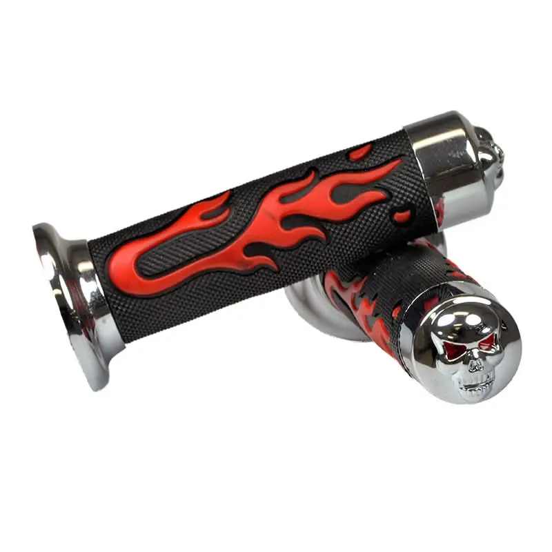 Universal Scooter Handlebar Grip Set With Skull & Flames 3