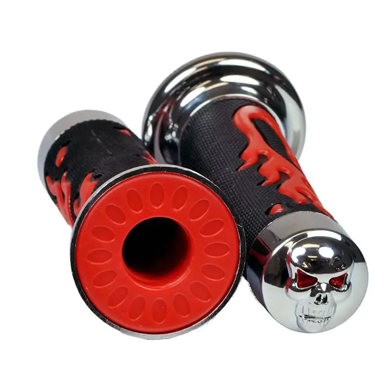 Universal Scooter Handlebar Grip Set With Skull & Flames 2