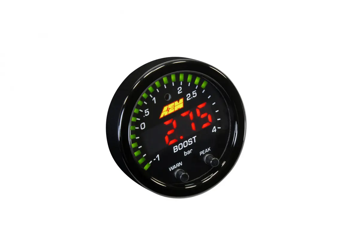 Aem X-Series Boost Pressure Gauge -30-60Psi / -1-4Bar Black Bezel & Black Faceplate 1