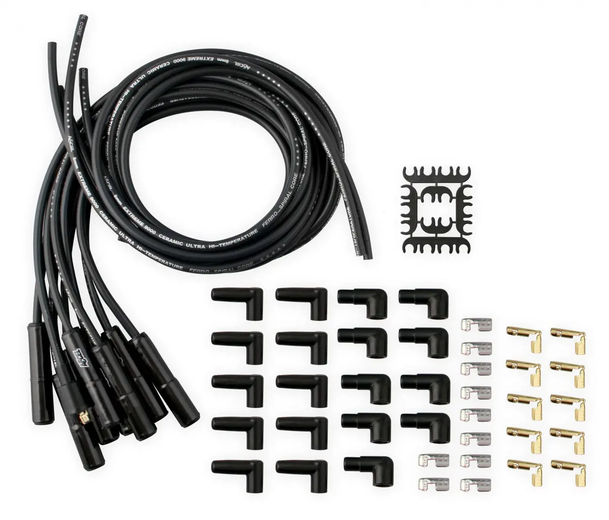 Accel Spark Plug Wire Set - Universal - 180 Deg Black Ceramic Boots 1