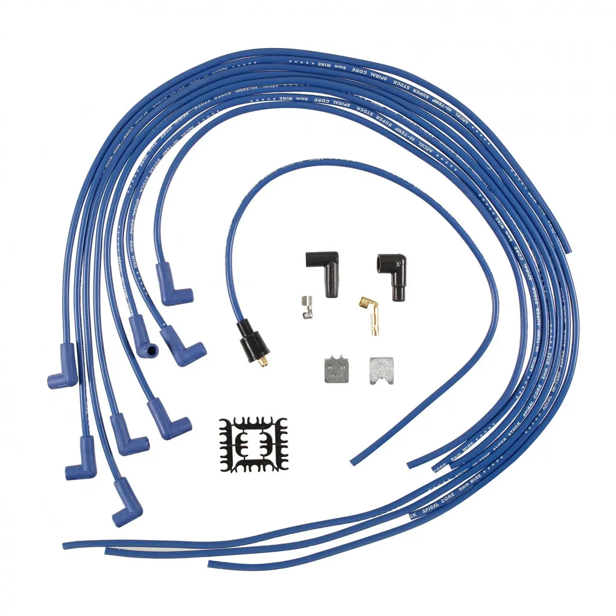 Accel Spark Plug Wire Set - 8Mm - Universal - Blue Wire With Blue 90 Deg Boots 1