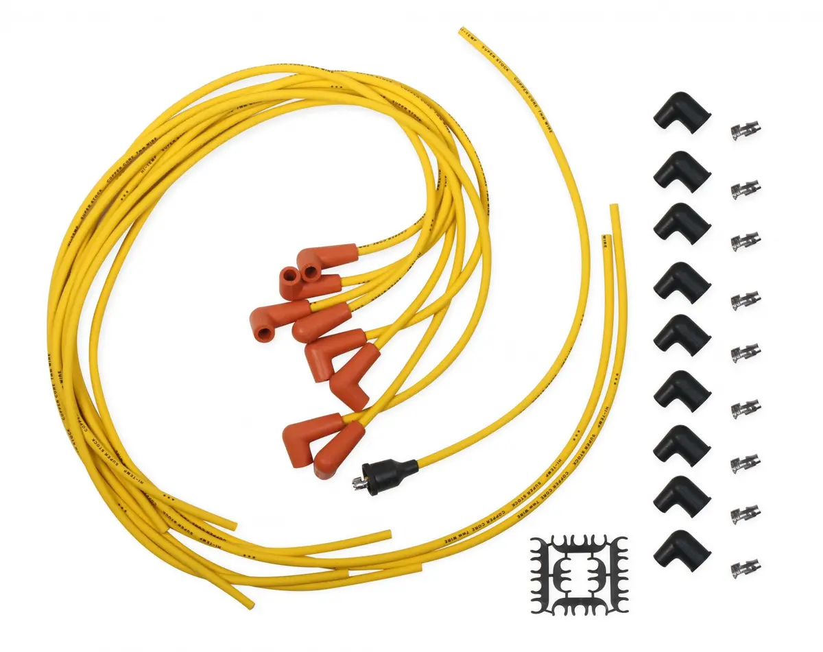 Accel Spark Plug Wire Set - 7Mm - Super Stock With Copper Core - Universal 90 Deg Boots - Yellow 1