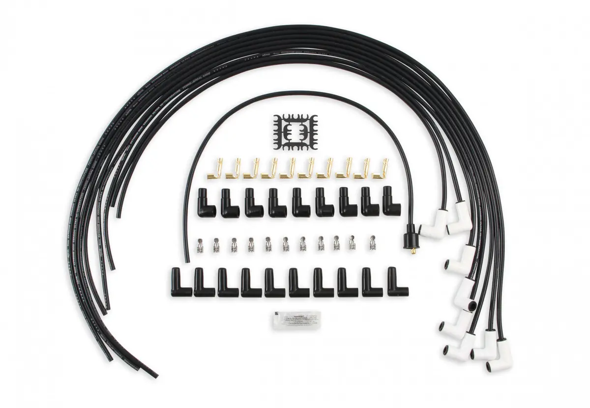 Accel Spark Plug Wire Set - Universal - 90 Deg White Ceramic Boots 1