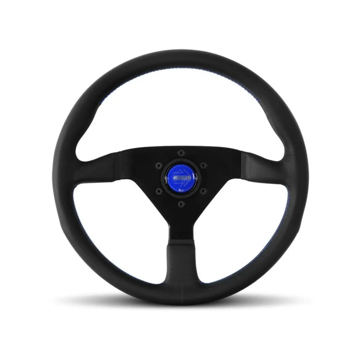 Momo 3-Spoke Monte Carlo Series Black Leather Steering Wheel 350Mm With Blue Stitch 1