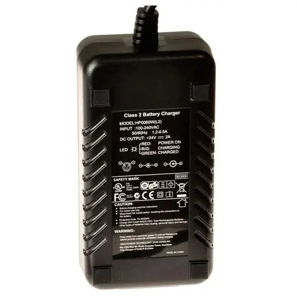 24 Volt 2.0 Amp Xlr Li-Ion Hp0060wl2 Battery Charger For The Kd Smart Chair Power Chair 2