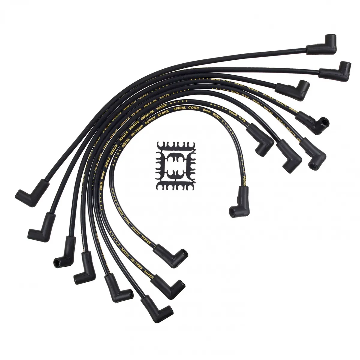 Accel Spark Plug Wire Set - 8Mm Super Stock - Hei Corrected Cap - Ferro-Spiral - Black 1