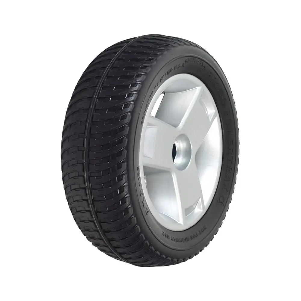 9"X3" (2.80/2.50-4) Black Flat-Free Rear Wheel Assembly With Silver Tri-Spoke Rim For The Go-Go Elite Traveller Plus (Sc53/Sc54), Elite Traveller Plus Hd (Sc53hd/Sc54hd), & Sport (S73/S74) (Blemished) 1