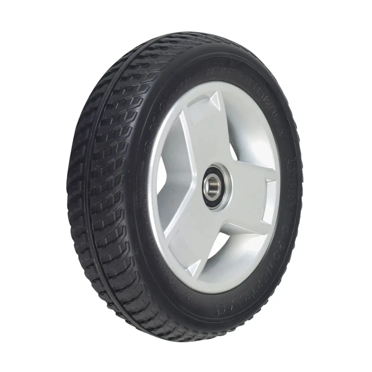 8"X2" (200X50) Black Flat-Free Front Wheel Assembly With Silver Tri-Spoke Rim For 4-Wheel Go-Go Mobility Scooters (Whlasmb1880) 1