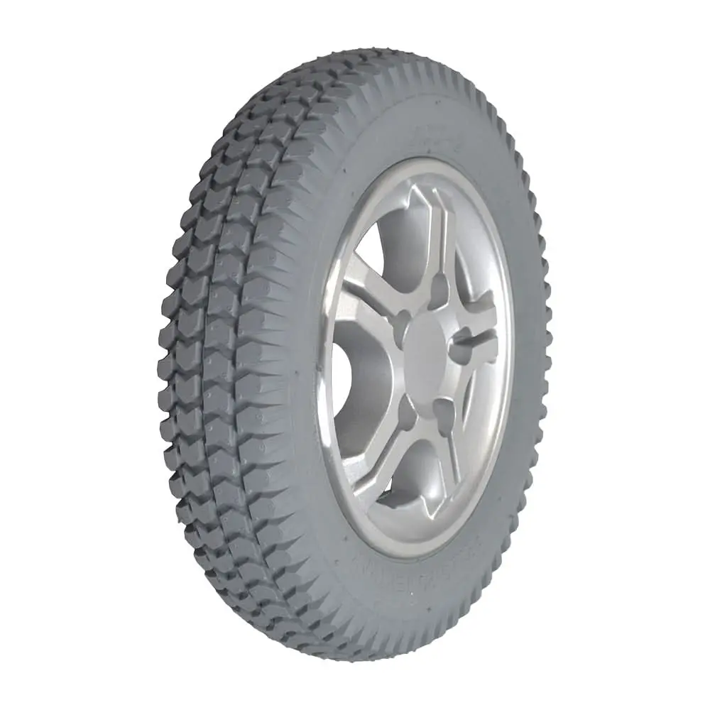 14"X3" Flat Free 5-Spoke Wheel Assembly With Silver Rim For The Quantum Q600, Q600xl, Q6000z, And R4000 Power Chairs (Whlasmb1813) 1