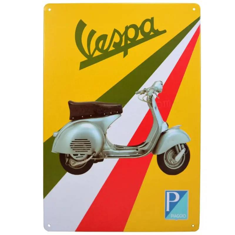8" X 12" Retro Piaggio Vespa Scooter Metal Sign 1
