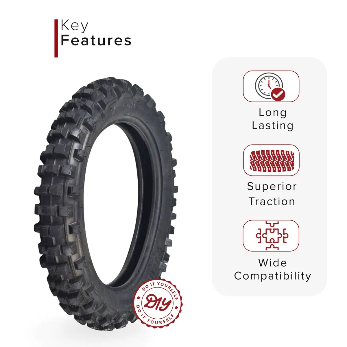 3.00-12 (80/100-12) Tire With Jk620 Knobby Tread For Baja, Coolster, & Honda Dirt Bikes 2