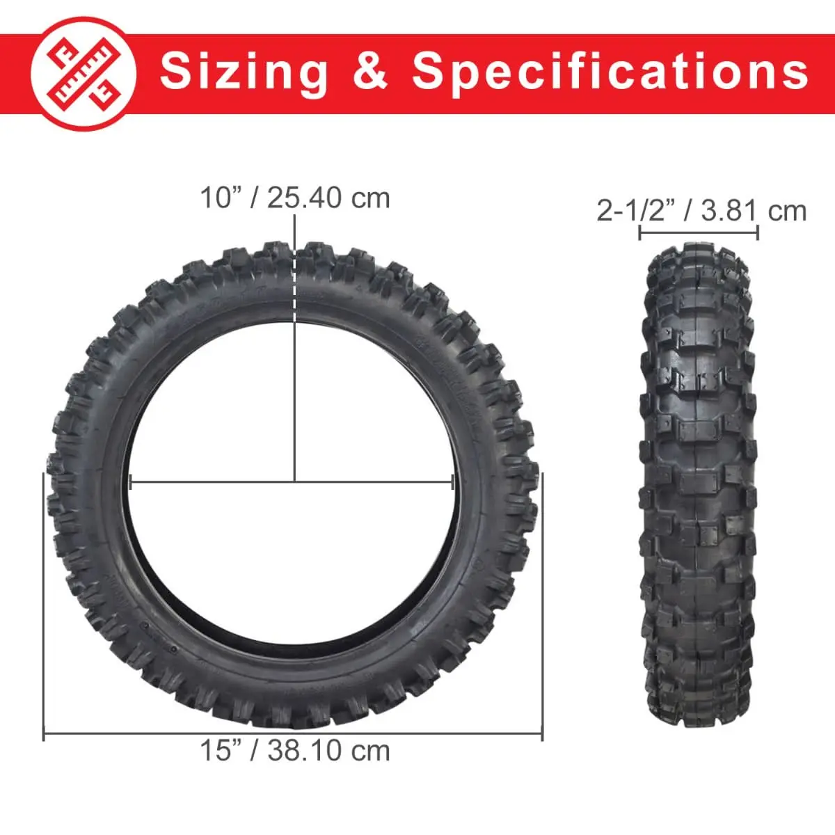 2.50-10 Dirt Bike Tire With Directional Knobby Tread 3