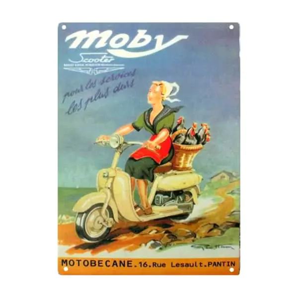 8" X 12" Retro Moby Scooter Metal Sign 1