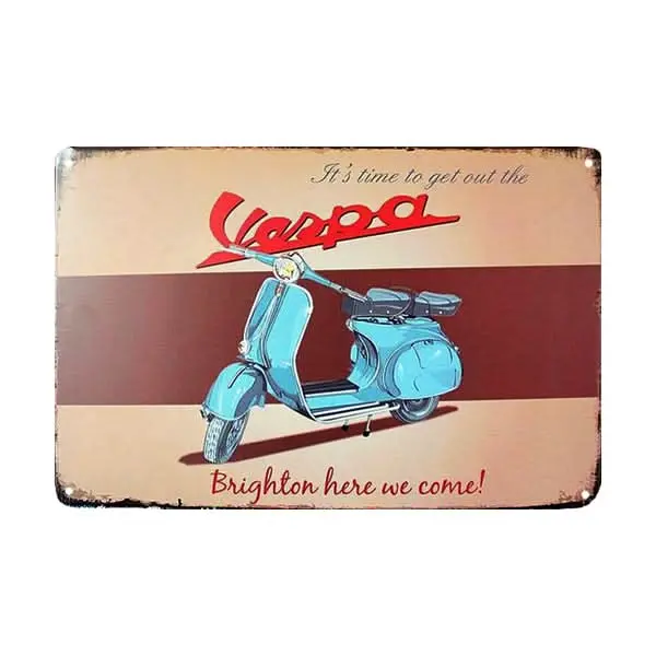 12" X 8" Retro Mod Vespa Scooter Metal Sign 1