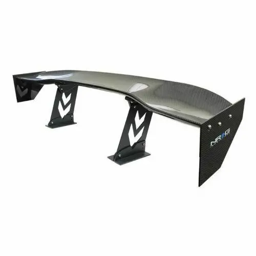 Carbon Fiber Spoiler - Universal (59") W / Nrg Arrow Cut Out Stands And Nrg Logo Large End Plates 1