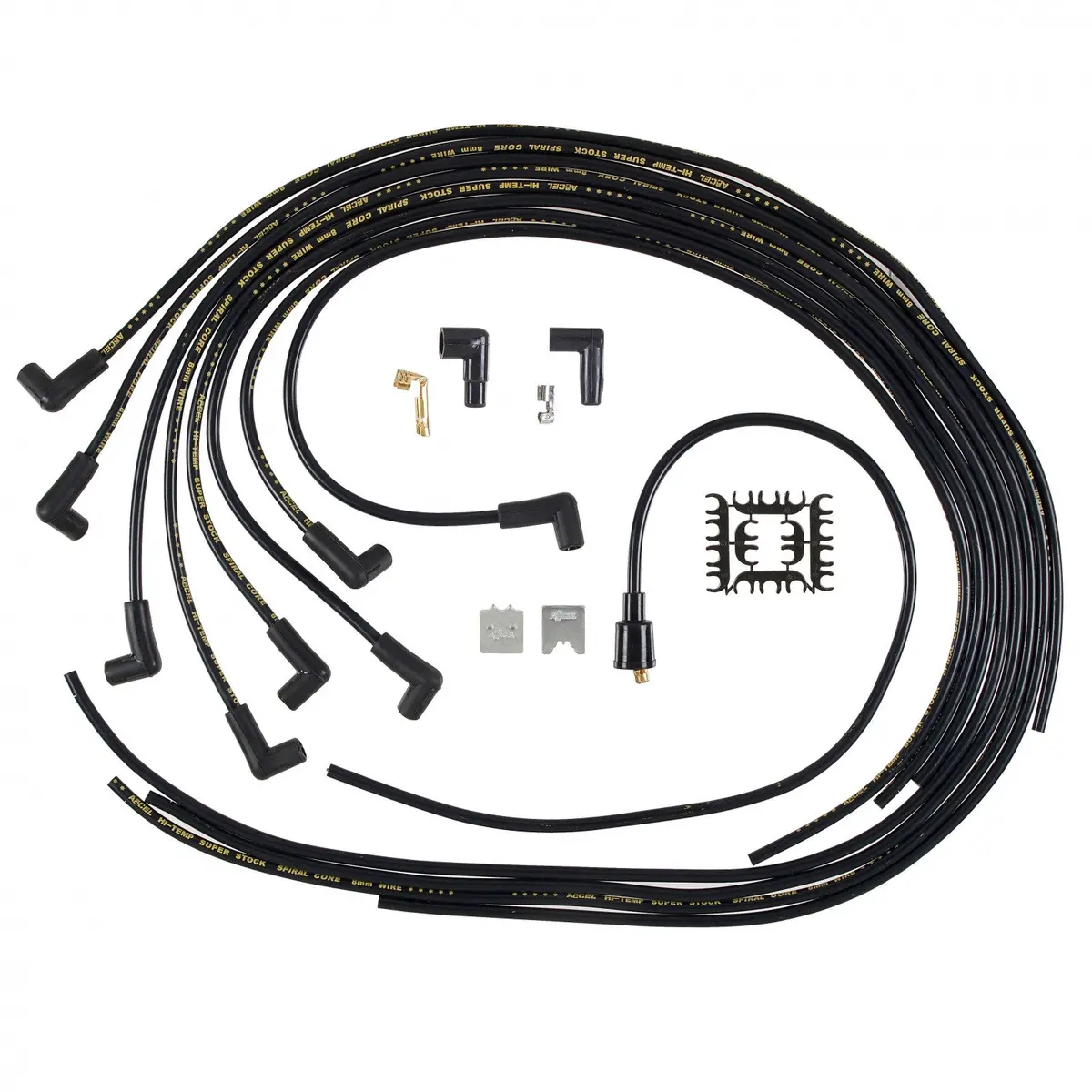 Accel Spark Plug Wire Set - 8Mm - Universal - Black Wire With Black 90 Deg Boots 1