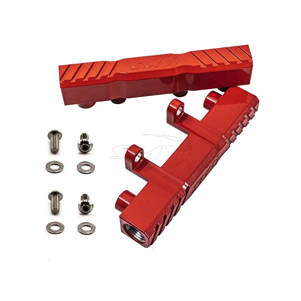 Smy Top Feed Aluminum Fuel Rails Gloss Red 02-14 Wrx / 07-21 Sti / 08-12 Legacy 1