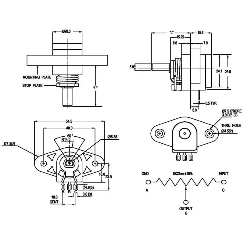 Throttle Pot For Pride Dart (Sc51), Revo (Sc60/Sc63/Sc64), Sonic (Sc50), Star (Sc45), & Go-Go Travel Vehicle (Sc44) 2