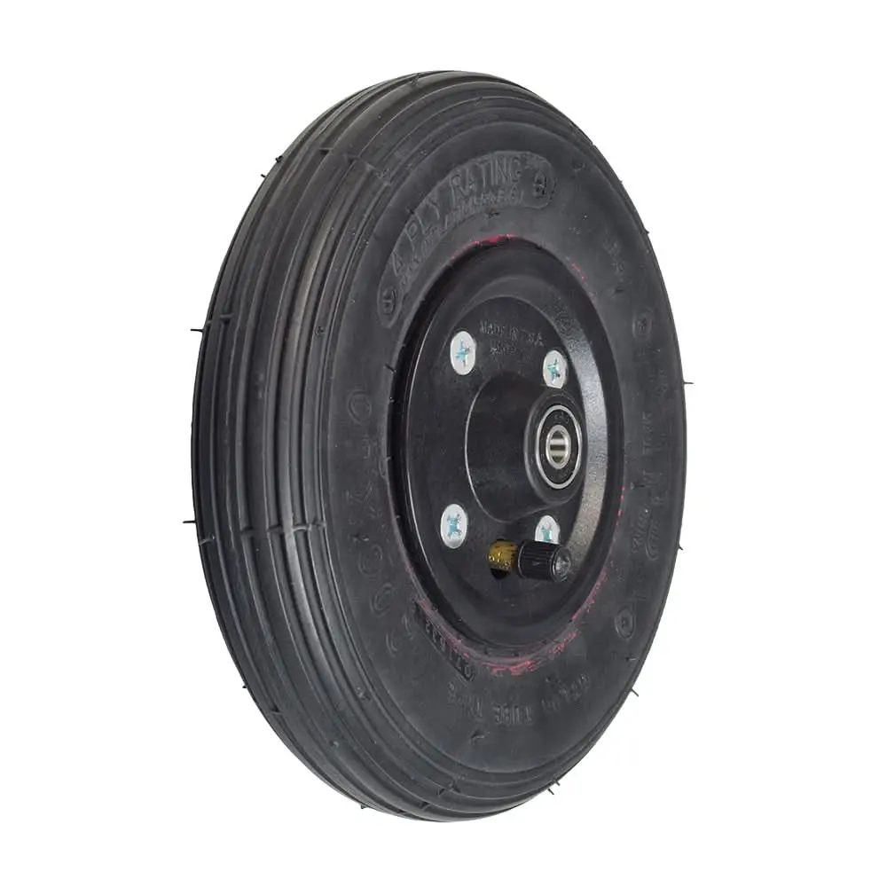 8"X2" (200X50) Pneumatic Black Caster Wheel Assembly With Bearings And Black Split Rim 1