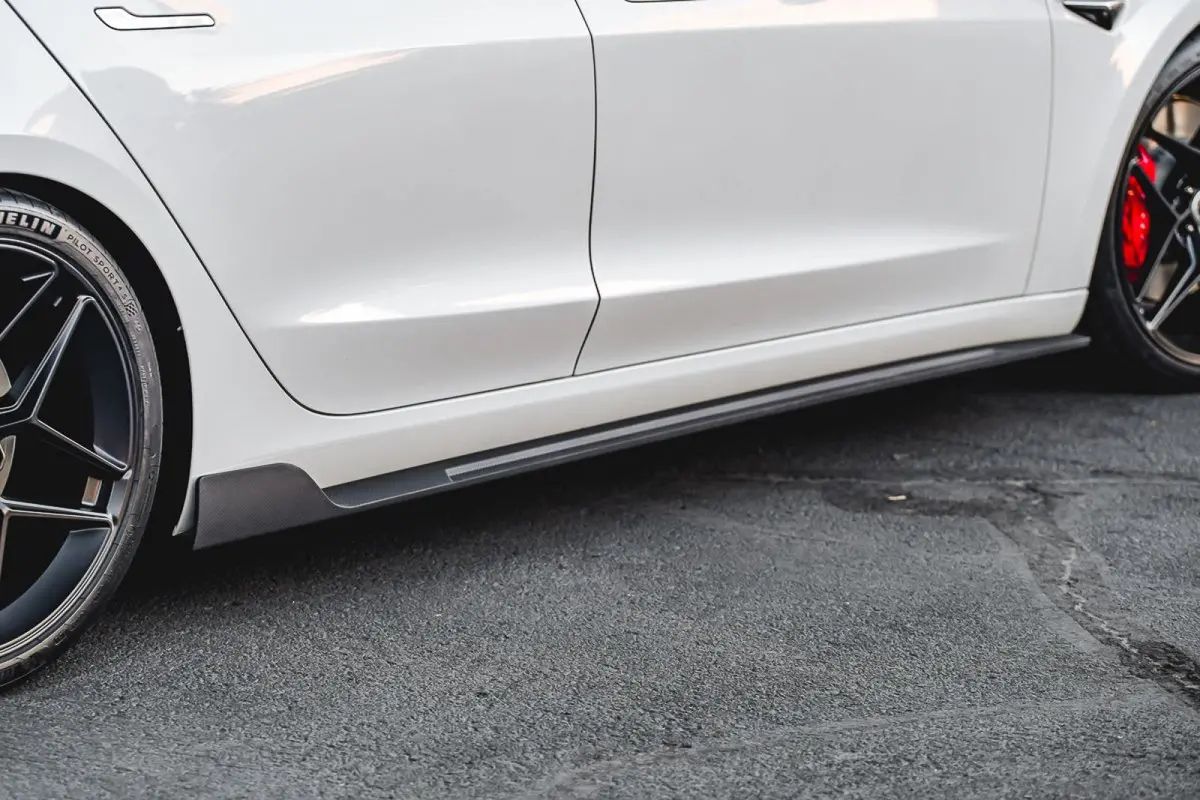Vr Aero Matte Carbon Fiber Side Skirts Tesla Model 3 2018 1