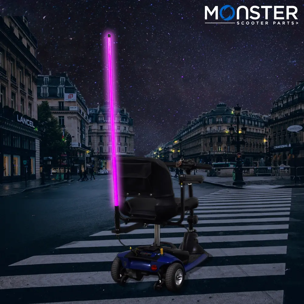 48" Multicolor Led Whip Light & Utility Cart Hitch Extender Kit For Mobility Scooters 1