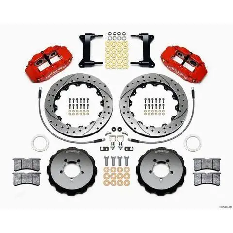 Wilwood Fnsl6r Red Front Slotted & Drilled Big Brake Kit 2002-2014 Subaru Wrx W/ 18-In Wheels 1