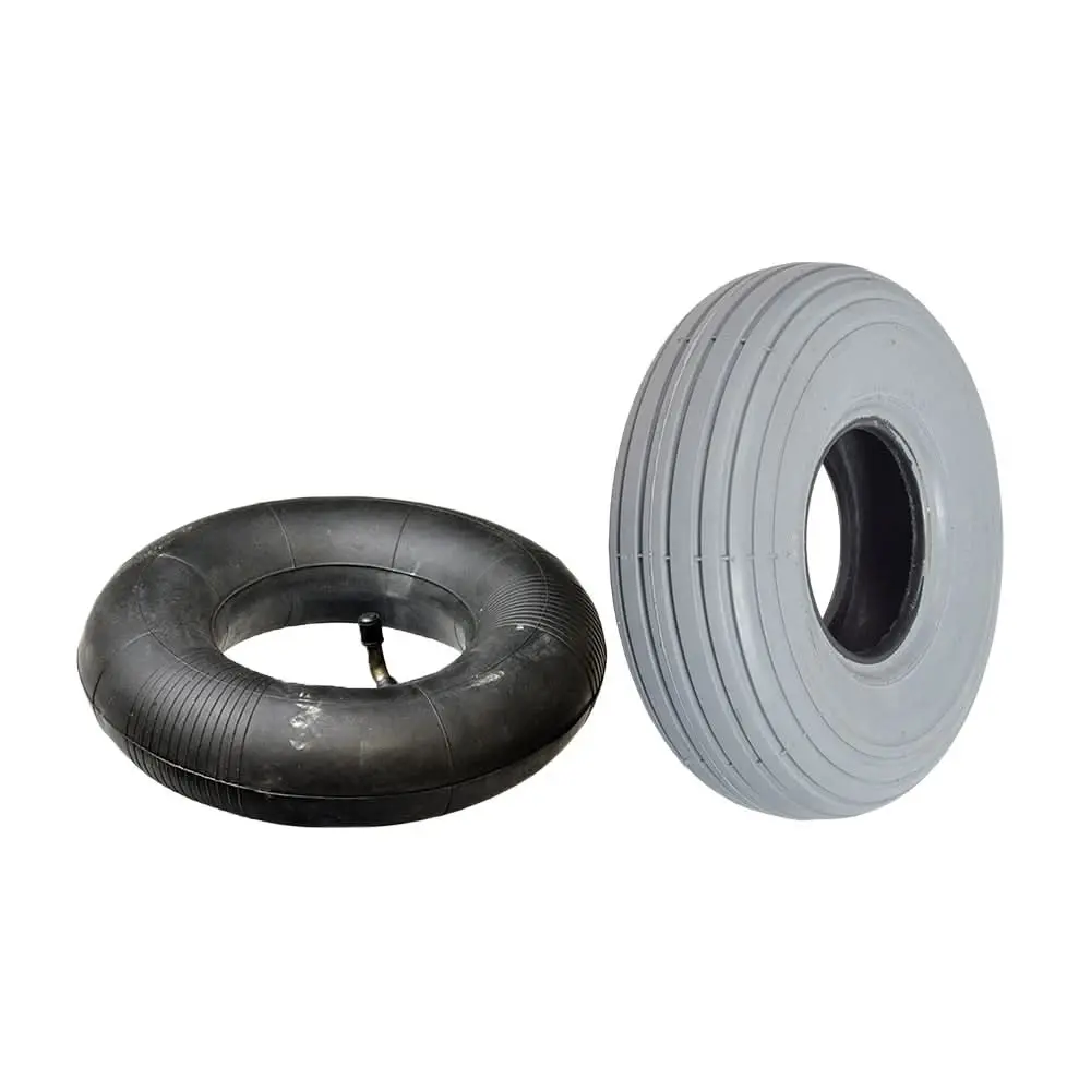3.00-4 (10"X3") Mobility Tire And Inner Tube Set With Ribbed Tread 1