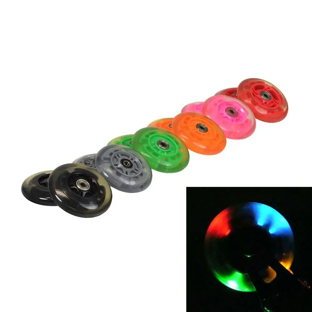 100 Mm / 98 Mm Replacement Flashing Light Led Kick Scooter Wheel With Bearings (Set Of 2) 1