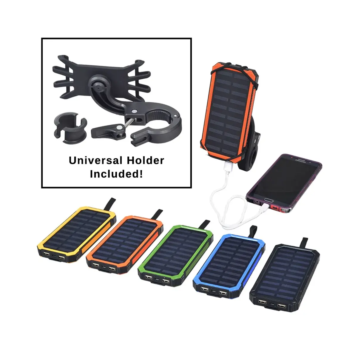 Portable Dual Usb Battery Power Bank/Charger & Universal Grip Holder 1