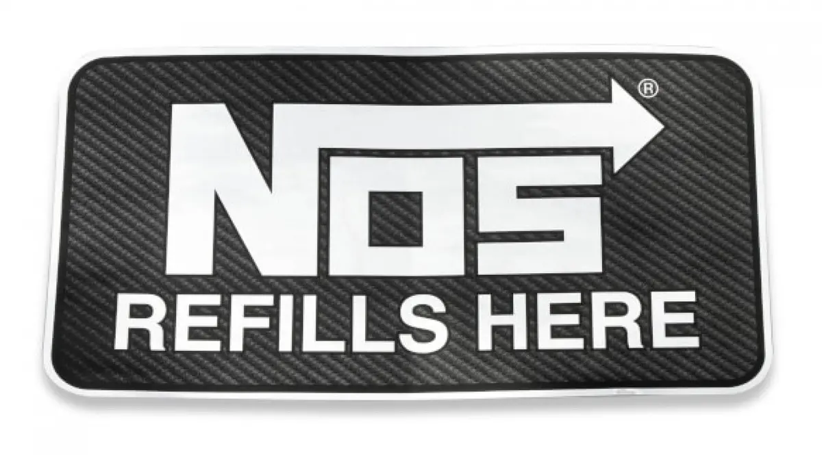 Nos Nos Refills Here Carbon Fiber Decal 1