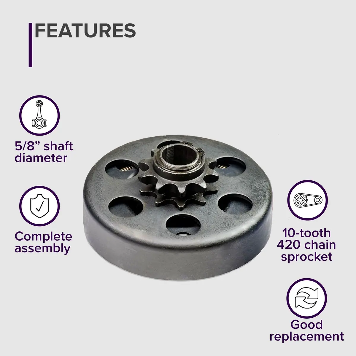 Clutch Assembly With 10-Tooth 420 Chain Sprocket For The Coleman Bt200x, Ct200u Trail & Ct200u-Ex Mini Bikes 2
