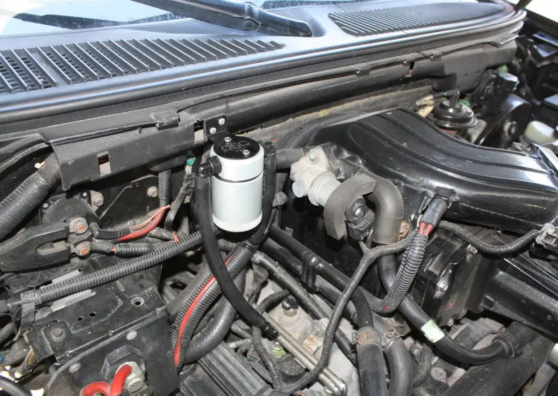 J&L Oil Separator For 1999–2004 Ford Lightning — Passenger Side, Clear Anodized (3.0" Model) 2