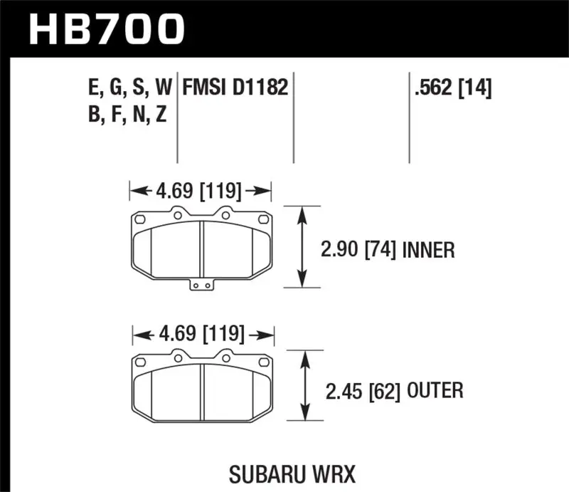 Hawk Performance Ceramic Front Brake Pads – For 2006–2007 Subaru Wrx 1