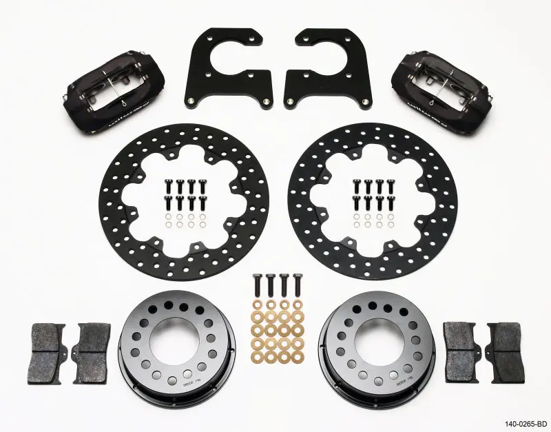 Wilwood Forged Dynalite Rear Drag Brake Kit With Drilled Rotors, M-W Lug Pattern, And 1/2-Inch Studs 1