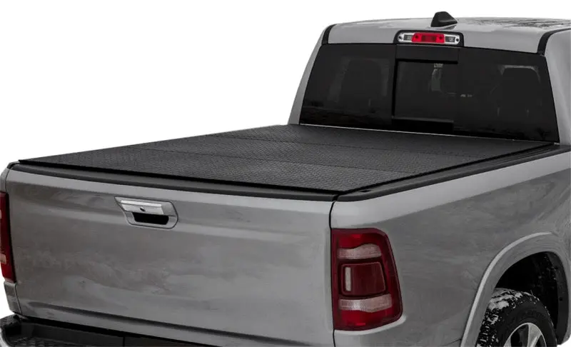 Lomax Pro Series Tri-Fold Truck Bed Cover For 2019+ Ram 2500/3500 (6'4" Bed, No Rambox) – Black Diamond Mist Finish 1