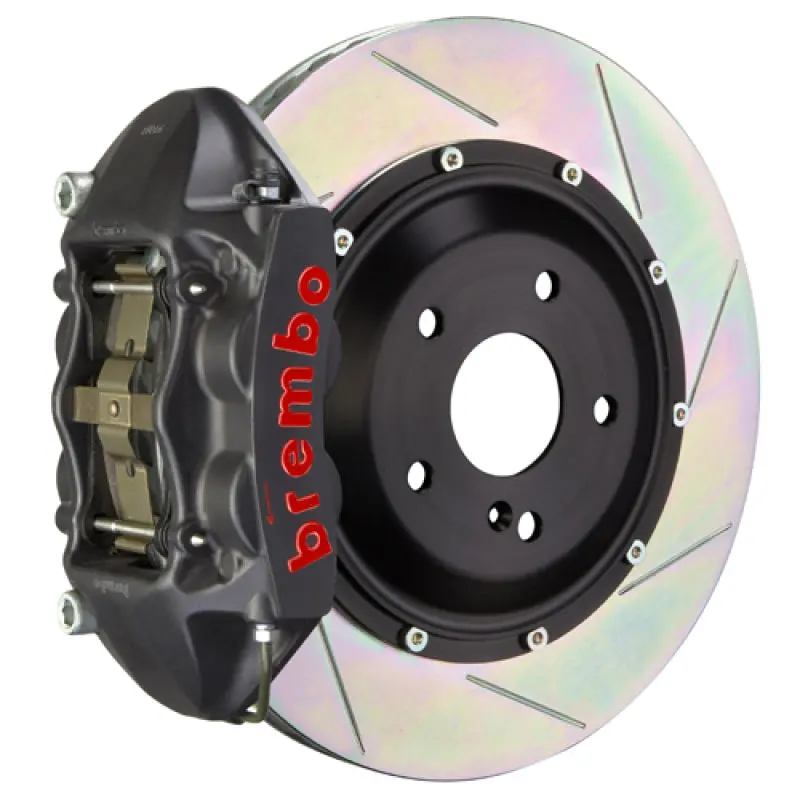Brembo Gts Rear Big Brake Kit For 2007–2015 Audi Q7 (4L): 4-Piston Calipers, 380X28Mm Two-Piece Slotted Rotors, Black Finish 1