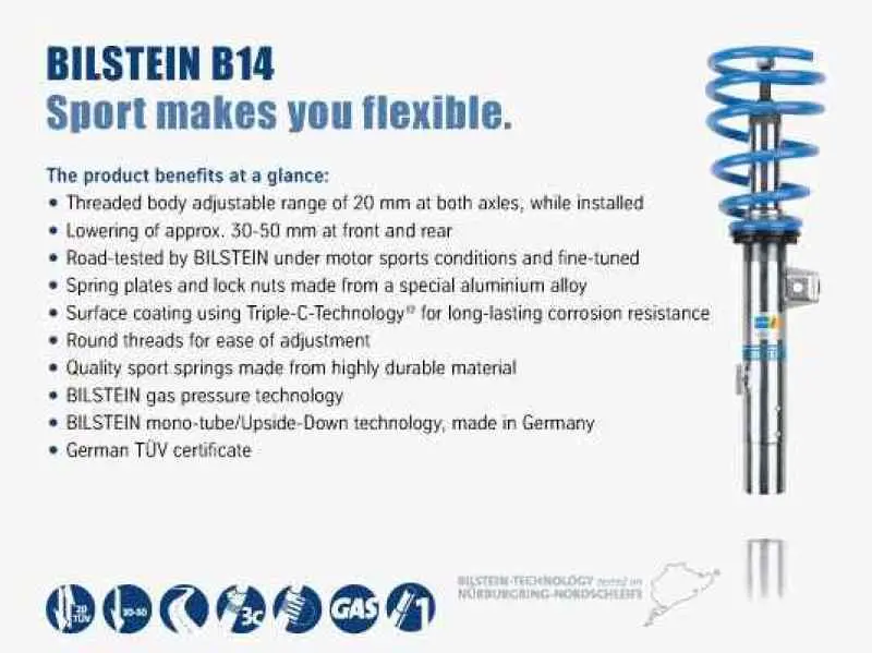 Bilstein B14 Adjustable Coilover Suspension Kit For 2001–2006 Bmw E46 330Ci 1