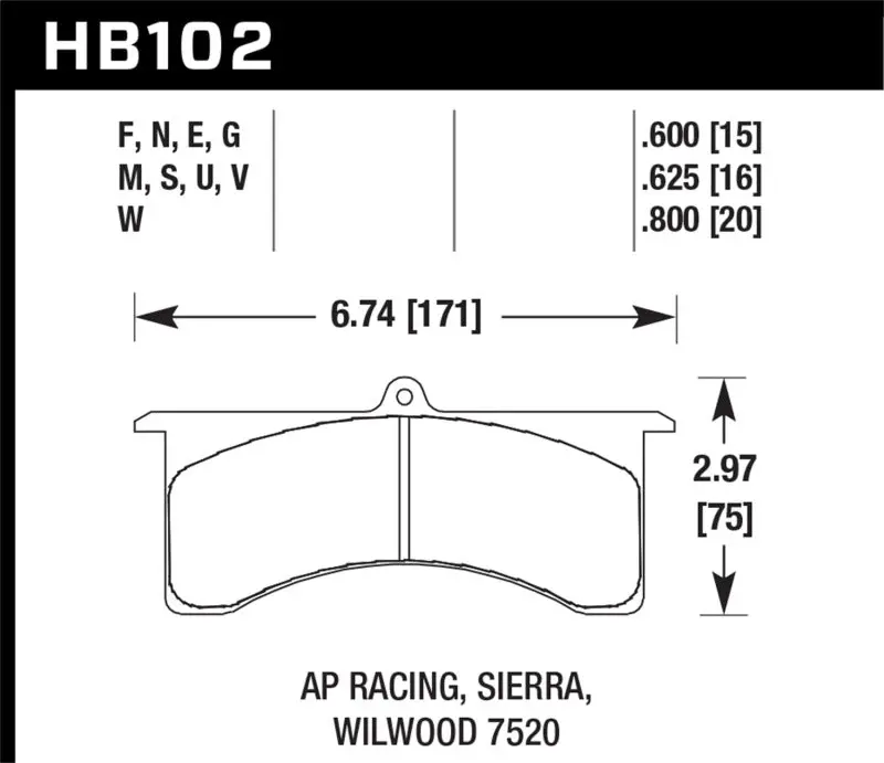 Hawk Ap Racing 6/Wilwood Dtc-50 Race Brake Pads 1