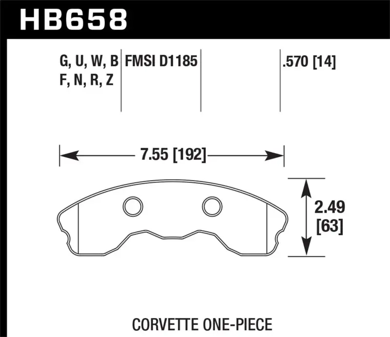 Hawk Dtc-60 Race Front Brake Pads For 2006–2013 Chevrolet Corvette Z06 – One-Piece Metallic Compound 1