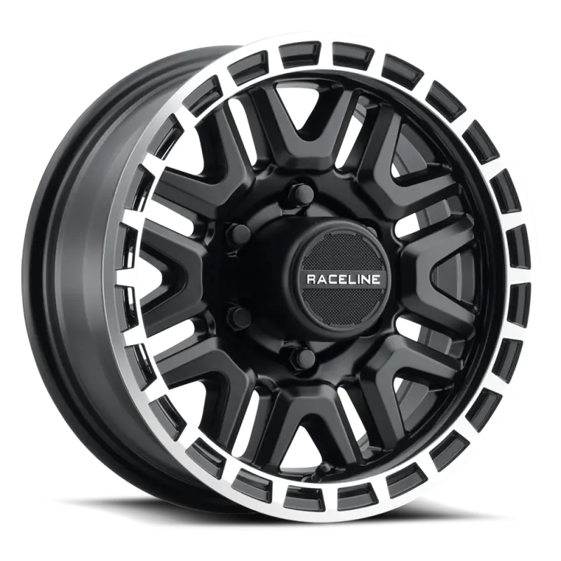 Raceline 953Bm Krank Alloy Wheel – 15X6 Inch, 6X139.7 Bolt Pattern, Zero Offset, 4.25Mm Center Bore, Black & Machined Finish 1