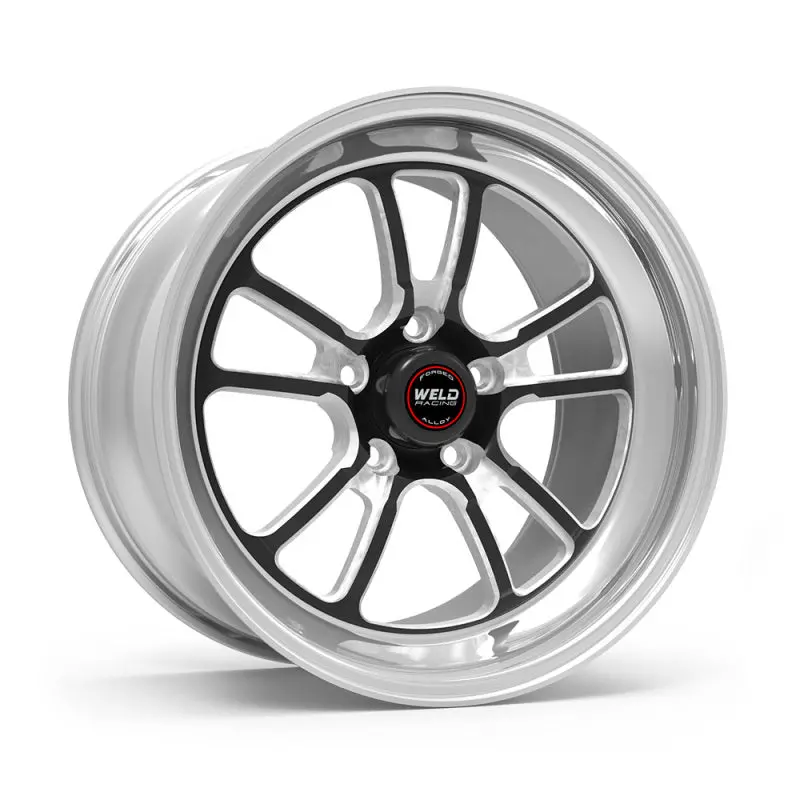 Weld S70 Rt-S 18X10″ Forged Aluminum Wheel — 5X115 Bolt Pattern, 5.6″ Backspace, Black Center / Polished Shell 1