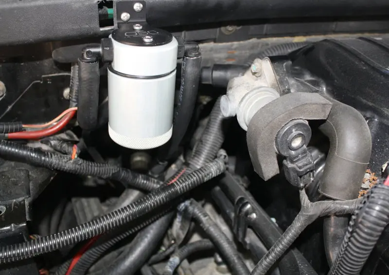 J&L Oil Separator For 1999–2004 Ford Lightning — Passenger Side, Clear Anodized (3.0" Model) 1