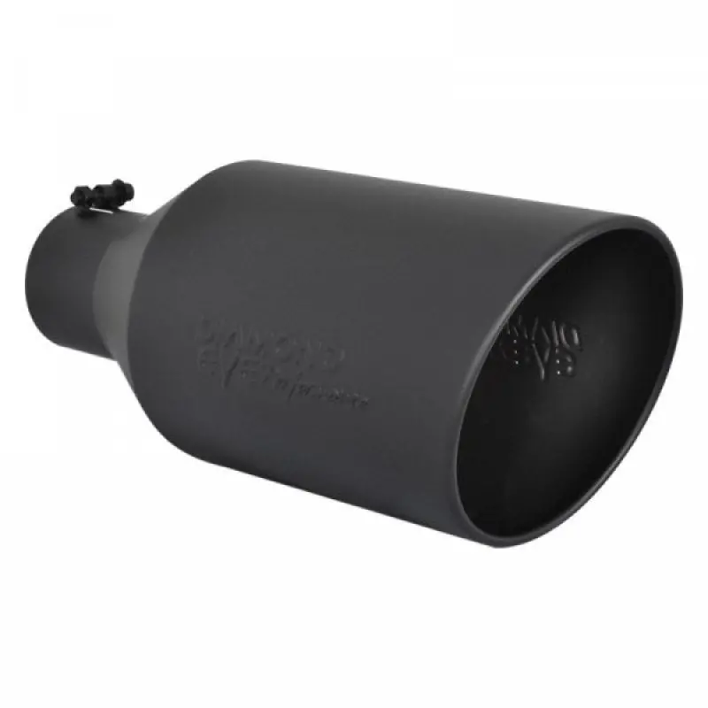 Diamond Eye Bolt-On Rolled Angle Exhaust Tip – 5×7-Inch × 18-Inch, 15° Cut, Black Powder-Coated 1