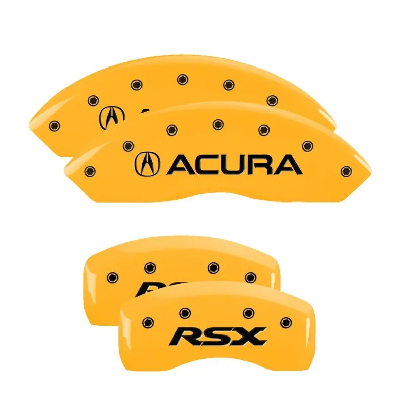 Mgp Engraved Caliper Covers — Front For Acura, Rear For Rsx, Yellow Finish With Black Accents (2002 Acura Rsx) 1
